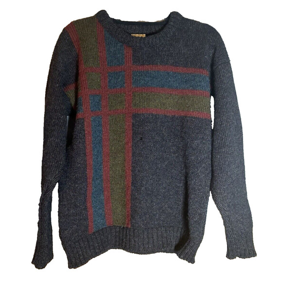 VINTAGE Falcarragh Ireland Wool Sweater Mens Sz M Geometric Abstract Chunky Knit - Picture 1 of 9